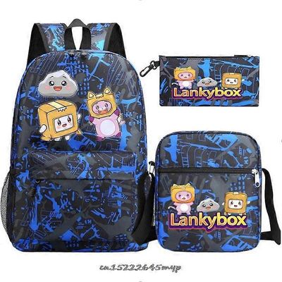 Lasten reppu 3 kpl Setti Lankybox Mochila Pojat Tytöt Anime Koululaukut Miehet Naiset Matka reppu Teini-ikäiset Reppu Lahja Mochila Kuvan väri 16 I...
