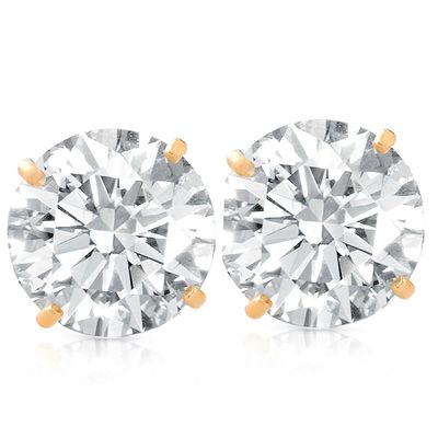 Pompeii3 2 1/2 Ct TW (7mm) Runde Moissanite Studs 14k gult guld