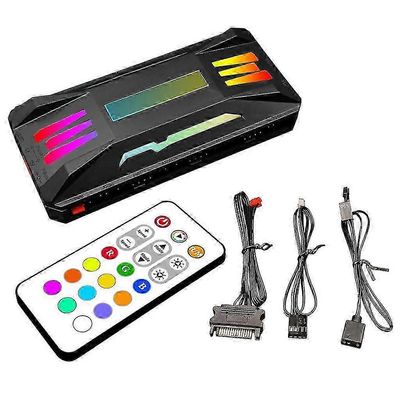 Coolmoon ARGB -ohjaintuuletin älykkäällä kaukosäätimellä, 4-nastainen PWM 3Pin ARGB PC-jäähdytys Musta