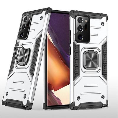Stødsikker rustning sag for Samsung Note8 med kickstand all inclusive dække sølv rpc1280