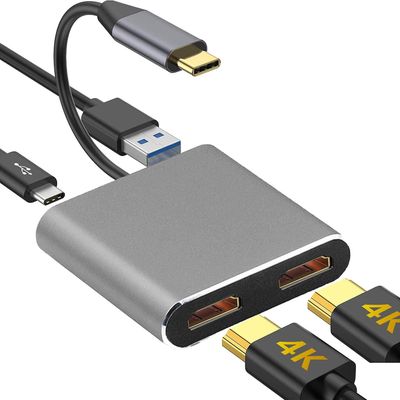 Usb-keskittimen tyyppi c - kaksi hdmi / usb3.0 / pd muunnin, jossa on kaksoisnäyttö