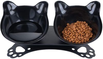 Brigalubs dobbel katt mat boller med hevet stativ 15tilted plattform katt feeders vannskål