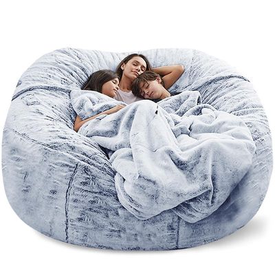 Ajhjn Lazy Sofa Bean Bag Kunstig pels Bean Bag (bønne bag dekker bare, ingen fylling) snøblå 180x90cm