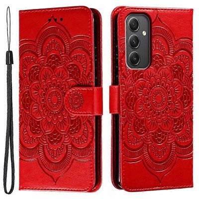 Samsung Galaxy A16 5G A16 4G kotelo PU nahka mandala painettu muotoilu lompakko puhelimen kansi - punainen Monivärinen Red