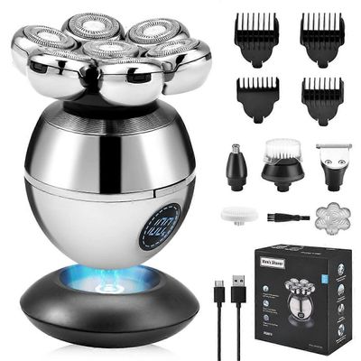 6 in 1 -parranajokoneet, 7D-hiusleikkuri miehille ja nenätrimmeri LED-näytöllä ja kannettavalla märkä- ja kuivakäyttölaitteella kuten kuvassa näkyy