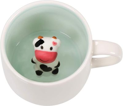 Linkrunning 3d Kaffekrus Sød håndlavet dyrefigur Keramik Tekop, jul, fødselsdag, morsdagsgaver til venner Familie eller børn, bedste par krus (hvid