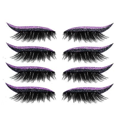 8 par Eyeliner falske vipper Sticker Glitter øjenskygge Makeup Tool lilla 8Pairs