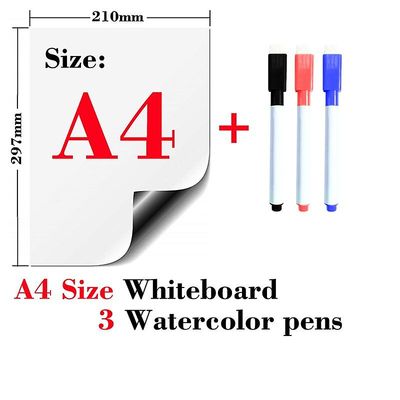 Magnetiske soft whiteboard køleskab klistermærker sletning Memo Opslagstavle A4 3Pen