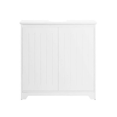 Kylpyhuoneen allaskaappi, kylpyhuoneen säilytyskaappi, jossa 2 ovea ja hylly, WC-pönttöön, toimittaja, kahvaton muotoilu, SoBuy BZR108-W Valkoinen ...