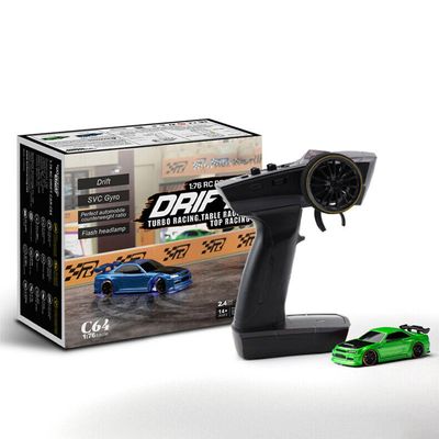 Yituo Turbo Racing 1:76 C64 Drift Rc bil med gyro radio full proporsjonal leker rtr kk Grønn
