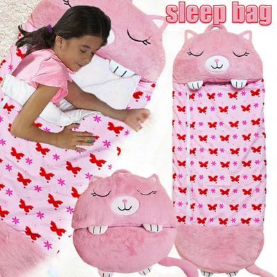 160x60cm makuupussi Lapset Aikuisten retkeily Makuupussi Tyyny Lahja Poika Isot lasten makuupussi Vaaleanpunainen