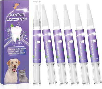 Frusde Pet Oral Repair Gel, Pet Oral Restoration Whitening Gel, Fjern dårlig ånde Mål tandsten, Ingen børstning Pet Oral Care Gel 6pcs