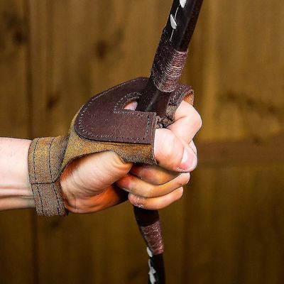 Keskiaikainen renessanssijousiammunta Vambrace Gauntlet Ammunta Hanska Nahka Sormisuoja Nuoli Jousen metsästys Yellow right