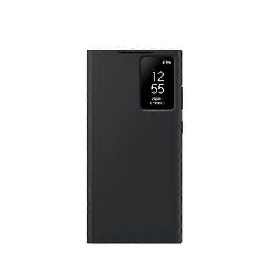 Linkrunning Galaxy S23 Ultra -lompakkopuhelinkotelo, suojakuori korttikotelolla, sormen napautus kirkas ikkuna, musta