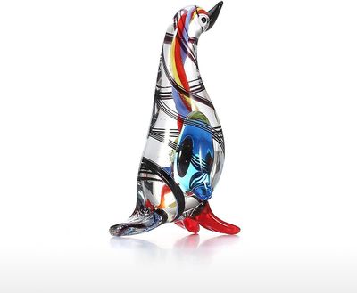 Heytea Mini lasipingviini villieläinten veistos leikkisä käsintehty käsityö käsin puhallettu taide lahja koti sisustus