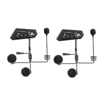 2 Set Motorcykel 5.0 Bluetooth-hjälm Intercom Universal Parning Hörlurar Headset Med CNC Brusreducering Bt22 Svart