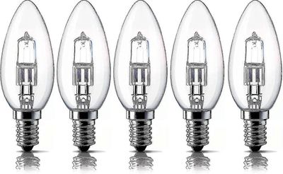 E14 42w halogeenikynttilälamput, pieni Edison-ruuvilamppu (ses) lämmin valkoinen himmennettävä 5 kpl pakkaus