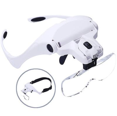 Coosilo Usb genopladelig led lampe hovedmonterede læsebriller forstørrelsesglas med 5 multipla