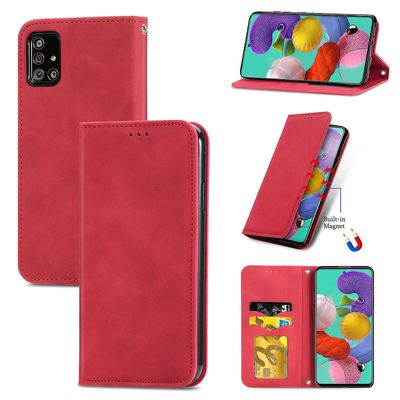 Gangxun Sag Til Samsung Galaxy A51 5g Magnetisk Lukning Læder Tegnebog Cover Housse Etui Shockproof - Rød
