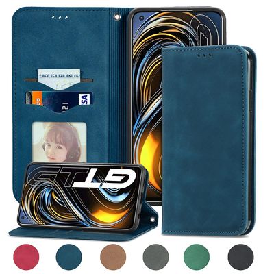 Gangxun Sag For Oppo Realme GT 5g Magnetisk Lukning Læder Tegnebog Cover Housse Etui Shockproof - Blå