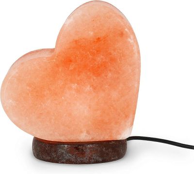 Kromoterapia sydämenmuotoinen suolalamppu, valotehoste, lämmin valo, luonnollinen Himalajan suola, 9x13cm