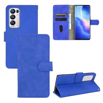 Etui til Oppo Reno 5 Pro Plus 5g Cover Premium Læder Med Kortholder Flip Folio Magnetisk Etui Coque - Sort Blå