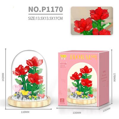 Lingjia Tekokukat Bouquet Set, Mini Bricks Kukat Rakennuspalikat Koulutuslelu lapsille, Rose Sunflower Bouquet Syntymäpäivä Ystävänpäivälahjat