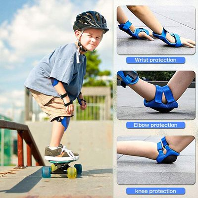 Kakanwo Skateboard beskyttelsesutstyr 6 i 1 justerbart sett for barn Blå