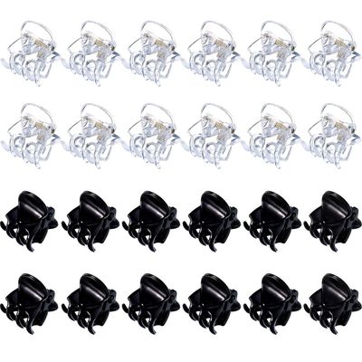 Linkrunning Mini hårklemmer Plastik hårkløer Pins klemmer til piger og kvinder (24 stykker, sort og klar) 0.6 inch