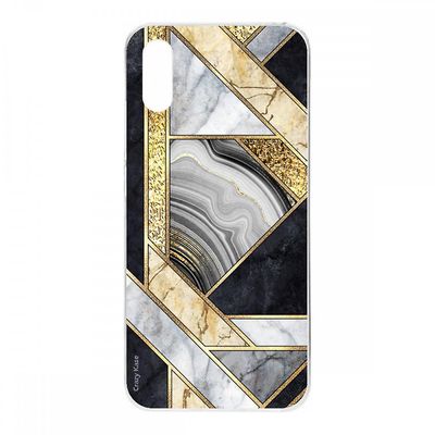 Crazy Kase Hull For Xiaomi Redmi 9a I blød silikone, sort og gylden marmor