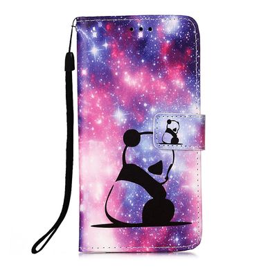 Foxdock Kompatibel med Samsung Galaxy S22 Plus Case Læder Flip Tegnebog cover med kort slotholder kickstand mønster - Panda
