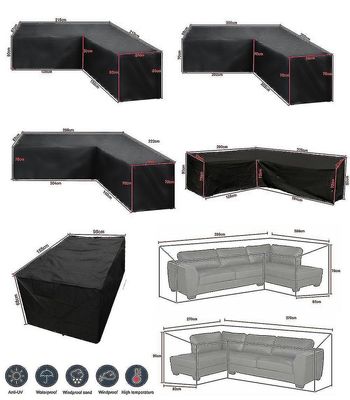 L Shape Rattan Furniture Cover - Vanntett utendørs sofabeskytter for hageterrasse (størrelse 12) 320*320*80cm