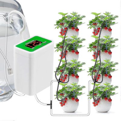 Automaattinen kasvien kastelujärjestelmä USB ladattava, tippukastelusarja ajastimella ruukkukasveille (12 ruukkua) for 8 Plants