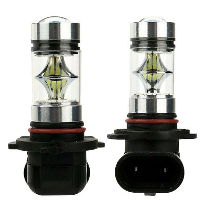 2x 6000k Super White H10 9045 9145 9140 100w 1200lm Led Fog lyspære projektor Driving Drl Svart
