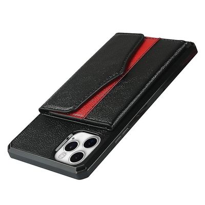 Musta iPhone 12/12 Pro iskunkestävä puhelinkotelo korttipaikan lompakkoon