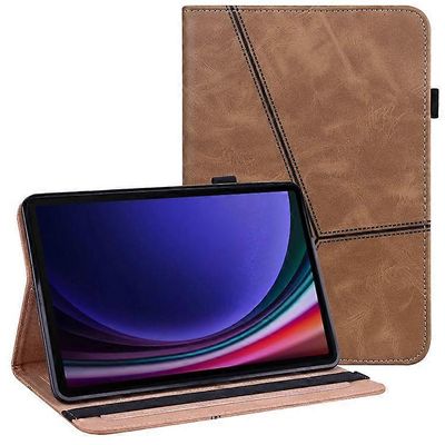 Yhteensopiva Samsung Galaxy Tab S10 / S9 / S9 FE PU -jalustan kansilinjan kanssa Painettu suojaava tabletin kansi korttipaikoilla Ruskea