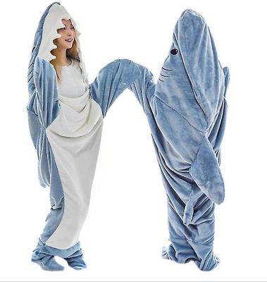 Shark Blanket hettegenser Adult - Shark Onesie Adult Wearable Teppe - Shark Teppe Super Soft Koselig Flanell hettegenser Shark sovepose M