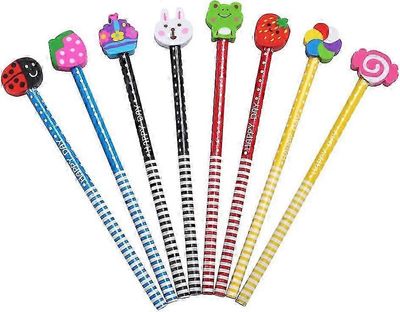 50 kpl lyijykynä- ja kumisarja, lyijykynät, joiden päässä on kumitSatunnainen väri