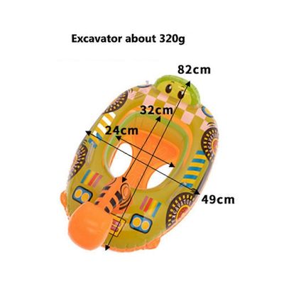 Ilmatäytteinen vauvavene uimarengas PVC-vene uimarengas istuin Hauskoja repeytymättömiä vesileluja ohjauspyörällä uima-altaan juhlaleluun Kaivinkone