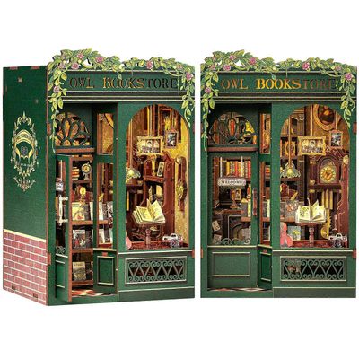 Kirjanurkkaussarja DIY-minitalosarja kirjahyllyn sisustukseen 3D-puinen palapelinukkekoti aikuisille ja aloittelijoille lahjaksi (OWL-kirjakauppa)