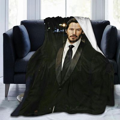 Kerota TR510 Keanu Actor Reeves -huopa, erittäin pehmeä kevyt flanellifleece-heittopeitot Lämmin ilmastointi Huopa sohvalle vuodesohva-musta 80x60i...