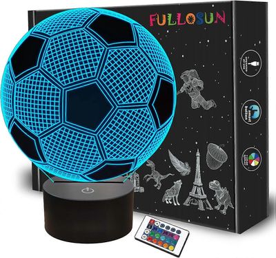 Lasten yövalo jalkapallo 3D-optinen illuusiolamppu kaukosäätimellä 16 väriä Jalkapallon syntymäpäivän vaihtaminen Joulun ystävänpäivän lahjaidea Sp...