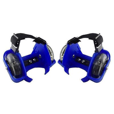 Kaksipyöräiset kantapäät Renkaat Säädettävät rullaluistimet PVC Tricolor Luminous Wheel kengät lapsille Sininen