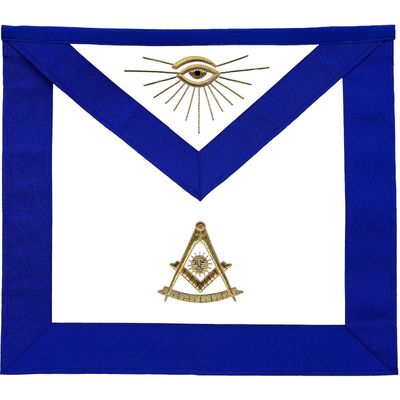 Bricks Masons Frimurerisk blå lodge forbi master forklæde gyldne guldbarrer hånd broderet awo12374