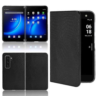 Microsoft Surface Duo 2 iskunkestävälle krokotiilitekstuurille PC + PU-kotelolle