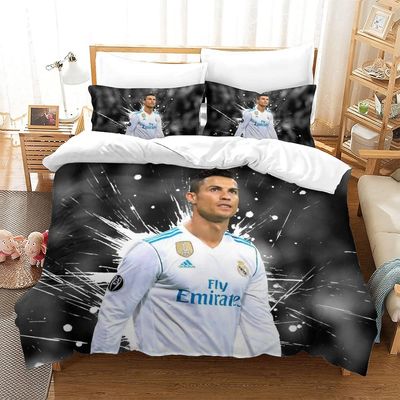 Jalkapallo Cristiano Ronaldo vuodevaatteet pussilakanasetti CR7 painettu vuodevaatteet peitto erittäin pehmeä mikrokuitu lapsille teini-ikäiset aik...