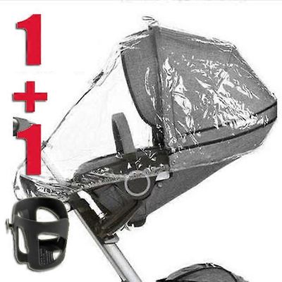 Lastenrattaiden lisävarusteet Stokke Pram Plory -mukiteline, pullonjärjestäjä, sadesuoja, hansikas, lapaset sadesuojalla
