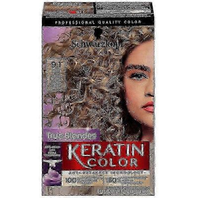 Schwarzkopf keratin farve permanent hårfarve creme, 9.1 lys askeblond, 1 ea