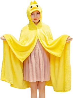 Aiyuego Brukbart teppe Myk kappe kappe for kvinner Menn Varm koselig hettegenser søt 3D frosk duck dyr tegneserie teppe hjem 100*160CM