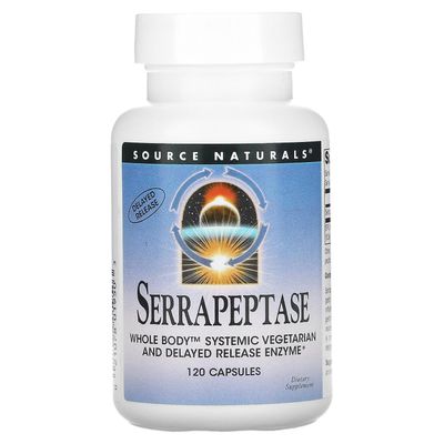 Source Naturals Lähde Naturals, serrapeptaasi, 120 kapselia